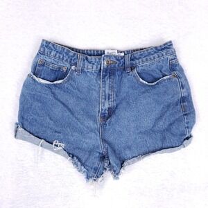 Princess Polly Denim Shorts Size 6 Distressed High Rise Festival Grunge Vibes